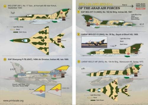 Скала за печатење 48-091-1/48 Деклара за арапски воздушни сили MIG-19 MIG-21 Дел-2