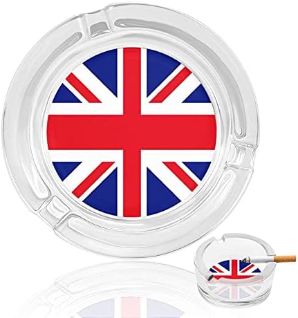 Британско знаме модерна тркалезна стаклена лента за пепел преносни декоративни цигари цигари држач за пепел за внатрешна канцеларија