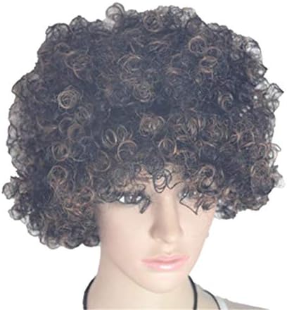 Andongnywell afro кратко откачен реми реми човечка коса перика за црни мажи костими перики тапи со бесплатна перика за перика