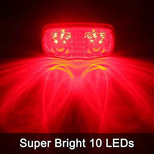 Конрали 14 парчиња Двојно Булсеј Лед Маркер Светла 10 LED, 2x4 Правоаголник Led Маркер За Приколка Светла Црвена / Килибарна Површина