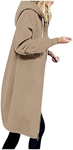 Cokuera долги кардигани за жени мода есен каузален кардигански палта лабава долга ракав цврста боја зип -јакни за надворешни работи