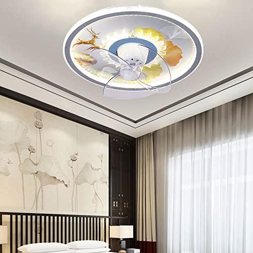 Ибалоди Кинески креативен тавански вентилатор светло 6 брзина на таванот вентилатор со светло затемнување на три бои 108W LED