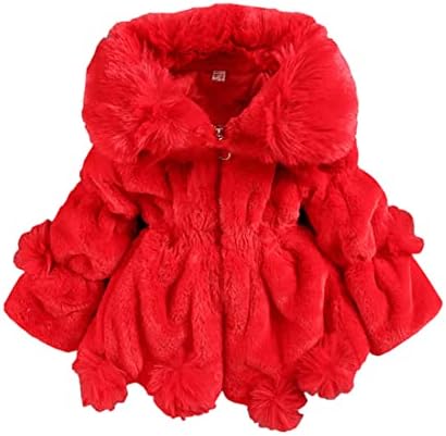 Weonedream Toddler Девојки Зимски руно палто Детска качулка со крзно јакна за крзно бебе топла надворешна облека