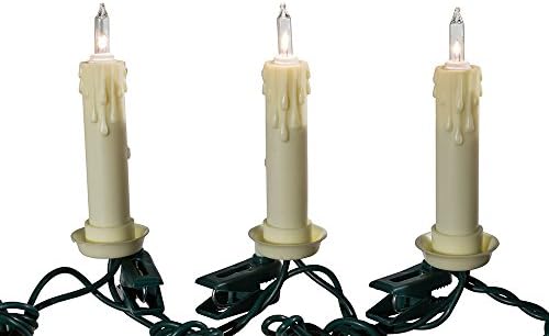 Курт С. Адлер 10-светло клип-бела свеќа со чисти светилки сет за Божиќни светли