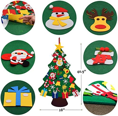 Fayoo DIY почувствува новогодишна елка со украси од 30 парчиња, Божиќни подароци за деца Нова Година Рачно изработена Божиќна