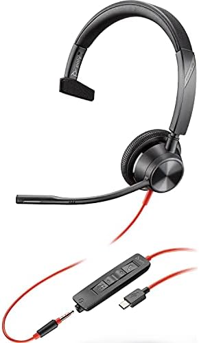 Plantronic - Blackwire 3315 жичен, единечно уво USB -A слушалка со Boom Mic - Поврзете се со компјутер/Mac преку USB -A или