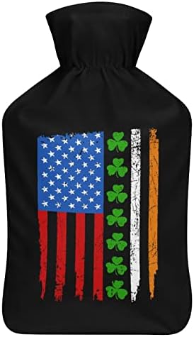 Шише со топла вода со ирско американско знаме со покривка симпатична гума вреќа со топла вода топла вода за кревет софа
