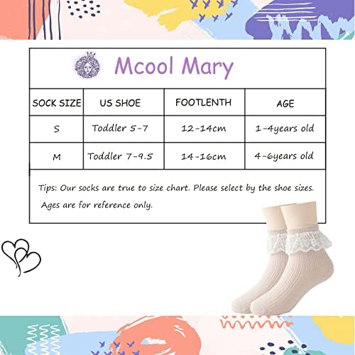 Мекола Мери Девојки Девојки чорапи, слатки чорапи со лушпа на глуждот за девојчиња 3-4 години Тодер девојки 2-3 години, девојки Чорапи на