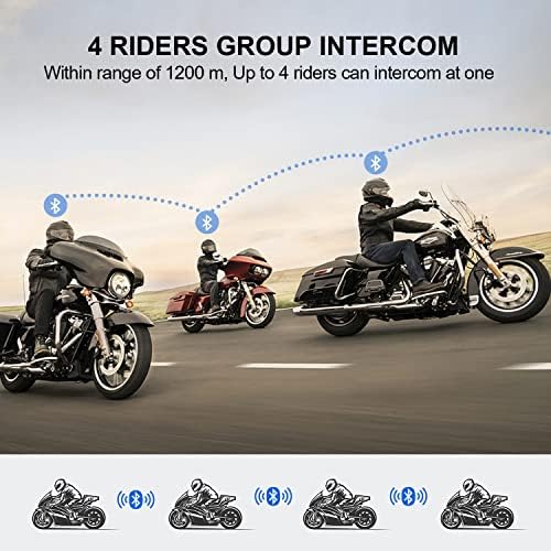 FODSPORTS Мотоцикл Bluetooth домофон FX4 Pro 1200m Шлем Домофон, 4 Возачи Мотоцикл Bluetooth Слушалки, Универзална Bluetooth Шлем Слушалки,
