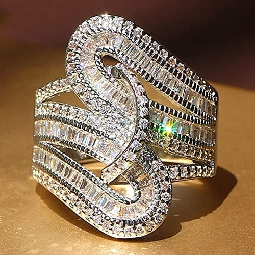 Yistu тенки прстени за жени двојка принцеза исечете дијамантски сет прстен моден луксуз жени ангажман свадбен накит
