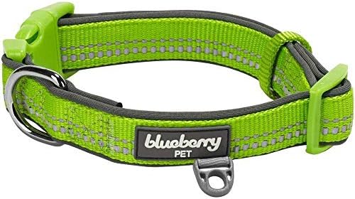 Боровинки миленичиња меки и безбедни 3М рефлексивни неопренови, прилагодливи јаки за кучиња - маслиново зелена пастелна боја, средна,