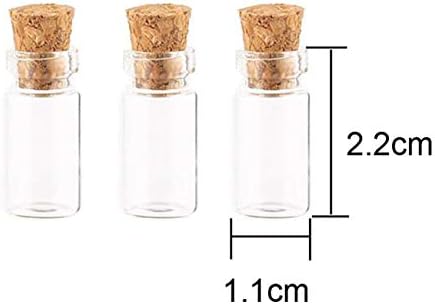 HealthCom 100 парчиња 1мл плута шишиња ампули чисти стаклени шишиња мини ситни тегли шишиња со трупс минијатурно шише празно примерок тегли со