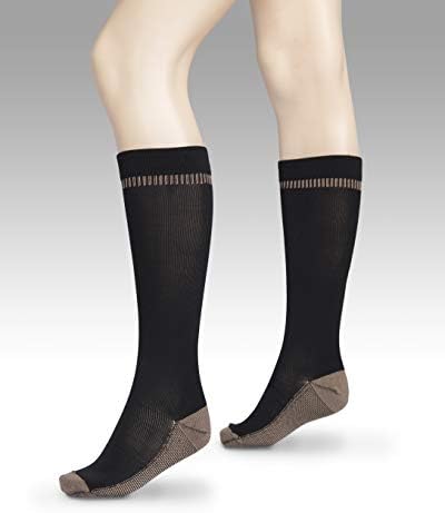 Traveron Med. Чорапи за компресија нанесени со бакар, темно кафеава, една големина