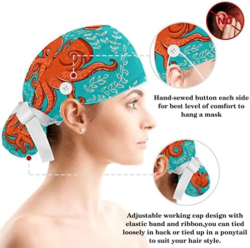 Зебра Работна капа прилагодлива капаче за чистење со копчиња и лажна коса чиста за медицинска сестра и доктор