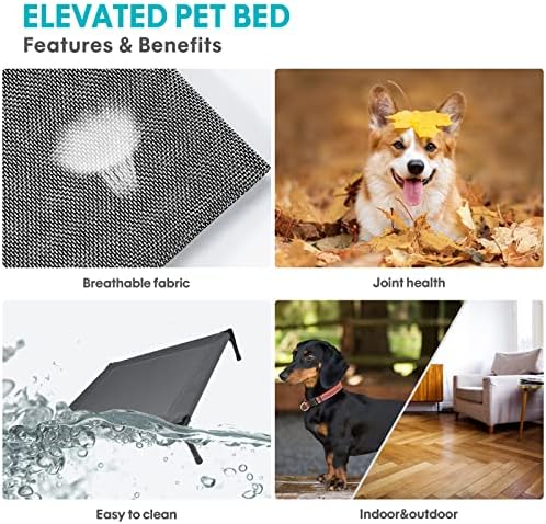 Куче креветче кревети Подигнати кучиња за ладење кучиња кренати кревети со миење и дишење мрежа за внатрешно и отворено 37,4 инчи кучиња