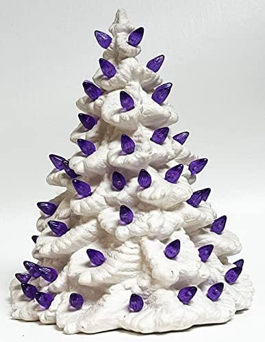 Национална Artcraft® Мала керамичка елка во стилот на пресврт за вашиот нов или гроздобер керамички Божиќ или секое дрво - виолетова