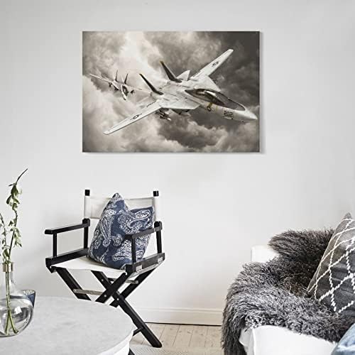 Воен авион постер F-14 Tomcat Jet Fighter Aircraft Aircrane авион летачки лет авијација постер декоративно сликарство платно wallидна уметност