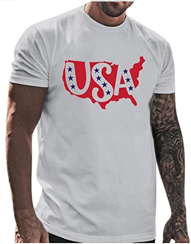 HDDK 4-ти јули Машки маици кратки ракави Патриотски САД знаме печатење на екипаж на екипаж на врвови на летни обични тренинзи маица