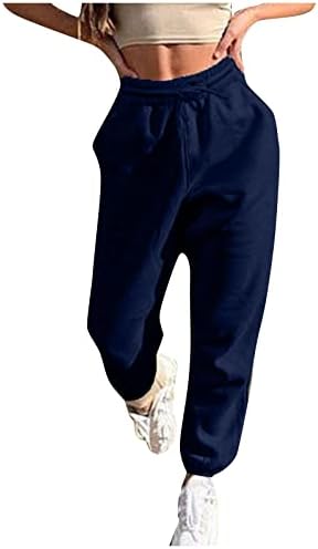 Panенски џогери панталони со џебови лабави влечење панталони плус големина на дното на пот, активна облека со активна облека за