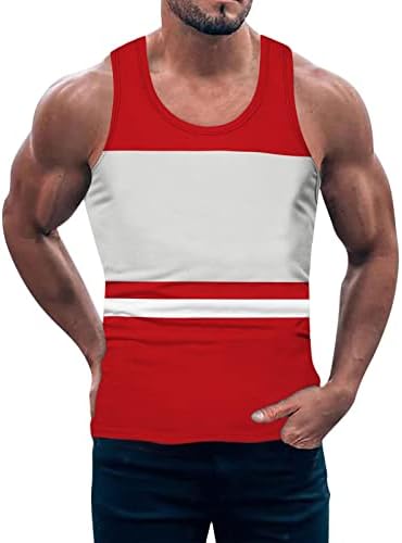 HDDK летен резервоар врвови за машка боја блок крпеница спортски тенок фит ракавички кошула атлетска тренингот за трчање салата