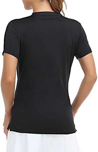 Mierенски женски тениски кошули без јаки, краток ракав Брз сув голф Поло, влага за влага и меки поло -маички