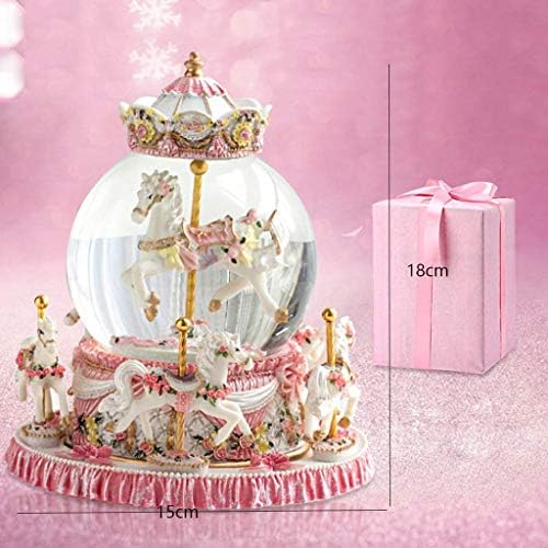 Исклучителна и прекрасна музичка кутија на Декика Девојка - Декорација на кристална топка, музичка кутија за рингишпил, розова