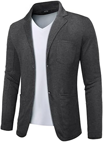 Coofandy Mens Casual Sport Coults Лесен тенок костум за костум Блејзер јакна со две копчиња за лаптоп, блејзер