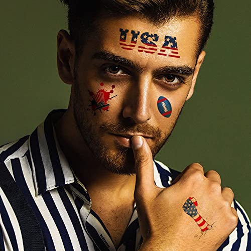 10 Листови Ден На Независноста Привремена Декорација на Тетоважа 4 јули Америка Патриотски Ден Црвена Бела Сина Лажни Тетоважи