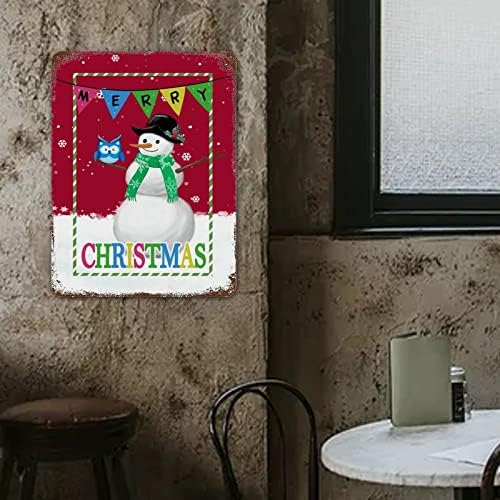 Зимски снежен човек птица Божиќна метал знак гроздобер празнични знаци на одмор весели банер снегулки железо постер сликање добредојде
