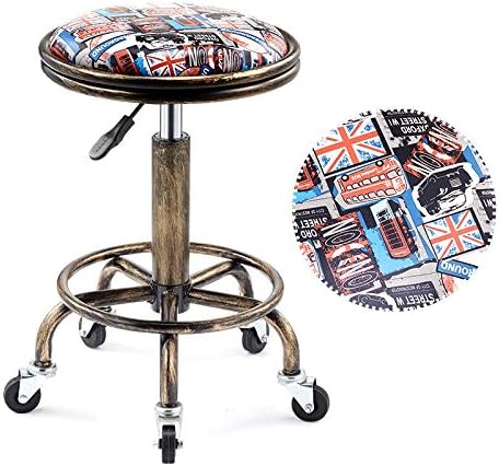 Тркалезна столица со тркала ， столче за сечење салони со шема на знамето Пози Синтетичко кожно седиште ， Прилагодлива висина 45-59 см ， Поддржана