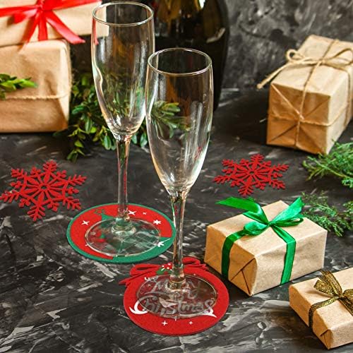 Конзаит 9 Спакувајте Подлоги За Божиќни Празници За Пијалоци, Пијалоци Од Снегулки Од Новогодишна Елка Шолја За Вино Шолја За Кафе