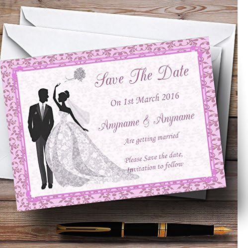 Розова Класична Гроздобер Персонализирана Свадба Зачувајте Ги Картичките За Датум