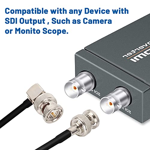 XRDS -RF 2PCS 3G/6G SDI кабел 3FT, HD -SDI BNC машки до десен агол BNC MALE 75 OHM RG179 Jumper Cables за видео камера BMCC