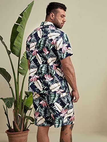 Lubose Две парчиња облека за мажи мажи тропски печатени џебни предни кошула и шорцеви