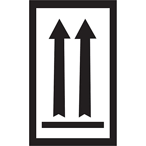 Логика на лента од Авидити 3 x 5, две црни стрели над црна лента, црна/бела налепница за предупредување, за испорака, ракување, пакување