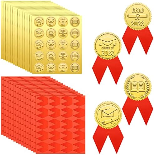 600 Парчиња Дипломирање Врежани Заптивки Со Налепници Со Црвена Лента 300 Сертификат За Дипломирање Налепници За Златни Заптивки Златна