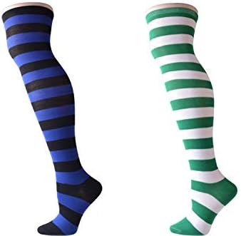 Андонгнивел Жените Долги Шарени Чорапи Над Коленото Високи Непроѕирни Чорапи Ленти Високи Чорапи За Ноќта На Вештерките Косплеј