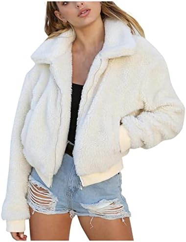 ОИУКВГБ Зимски палта за жени плус големина руно цврста боја со аспираторска јакна лабава мека дебела палто за надворешна облека со џебови