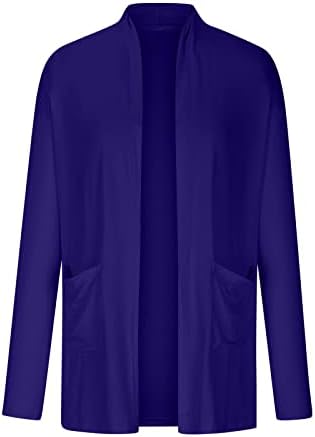 Lmsxct lightенски лесен отворен предниот дел на кардиган џемпер цврста боја случајна удобна палто за надворешна облека со долги ракави