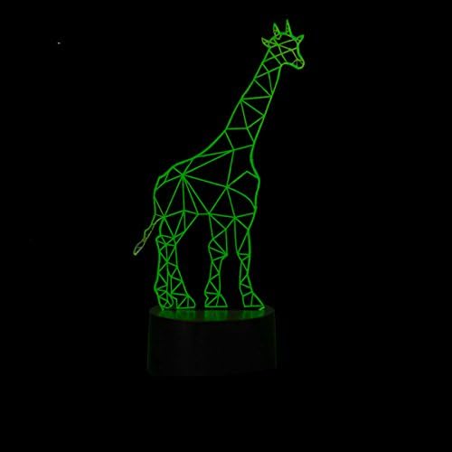 3D Giraffe Night Light Light USB Touch Switch Decor Decor Decor Table Table Optical Illusion Lamps 7 светла за промена на бојата предводена табела
