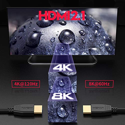 Bifale 8K HDMI кабел 3ft 2pack, HDMI кабел 2.1 Поддршка 8K@60Hz, 4K@120Hz, ултра-висока брзина 48Gbps, Dynamic HDR, EARC компатибилен
