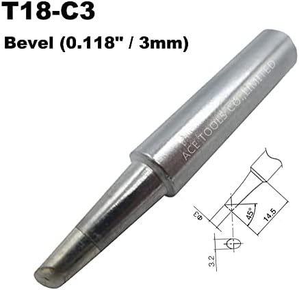 T18-C3 Наклон 0.118 / 3mm Врв За Лемење ЗА FX-888 FX-888D FX-8801 FX-600 Baku 878-L2 FX888D FX8801 FX600 Ace Бренд Лемење Железо