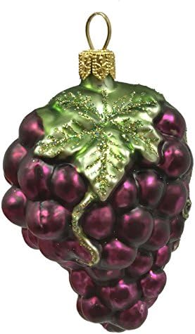 Кластер од виолетово грозје полско стакло Божиќна украс овошна храна сет од 2