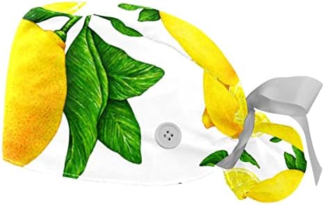 2 парчиња работни капачиња со копче, долга четка за четки за коса за жени за жени овошје лимон лисја лисја