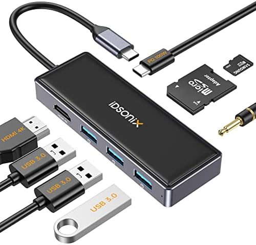 USB C Центар за Лаптоп, iDsonix 5 ВО 1 USB Центар СО 4K HDMI, PD 100W, 2 USB 2.0, Gigabit Ethernet За MacBook Pro/Air, XPS, Тип-C Уреди