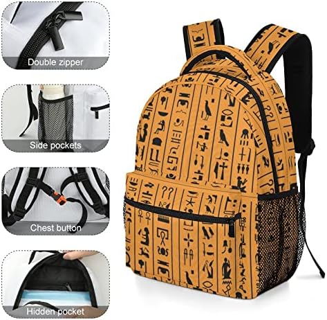 Египетски хиероглифи или антички Египет букви патуваат ранец мода рамо торба со мала тежина со повеќе џебни дневни пакети за училишна