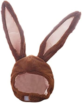 Подарок HRISTMAS, топло скокање уши, женски кадифен забавен зајаче капа со движење на костуми за капацитети за одмор, костуми за капаци