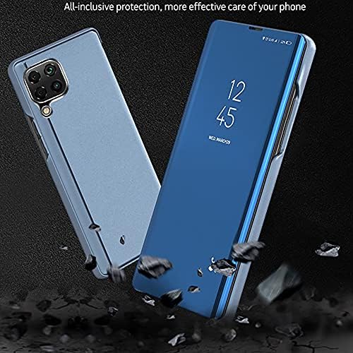 Isnzaq Телефон Случај За Samsung Galaxy A22 4G, Мазна Јасен Поглед Паметен Дисплеј Огледало Случај Со Flip Kickstand Шок Отпорен На Капакот