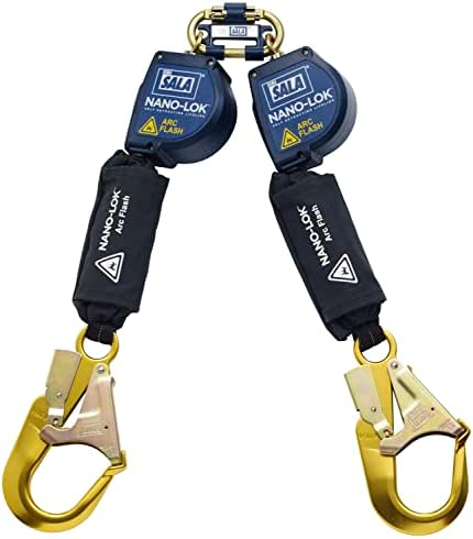 DBI/SALA NANO-LOK 3101536 ARC Flash 8-FEET 100-процентно вратоврска единица со двојни конектори за нозе и челична кука за јадица, сина/црна