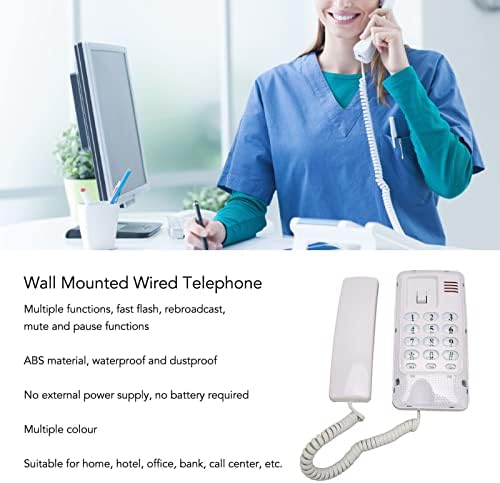 Wired Corned Telefe, Mini Wall Mount Firdline Телефон со редакција на нем и функција за пауза, ретро -wallиден телефон за десктоп